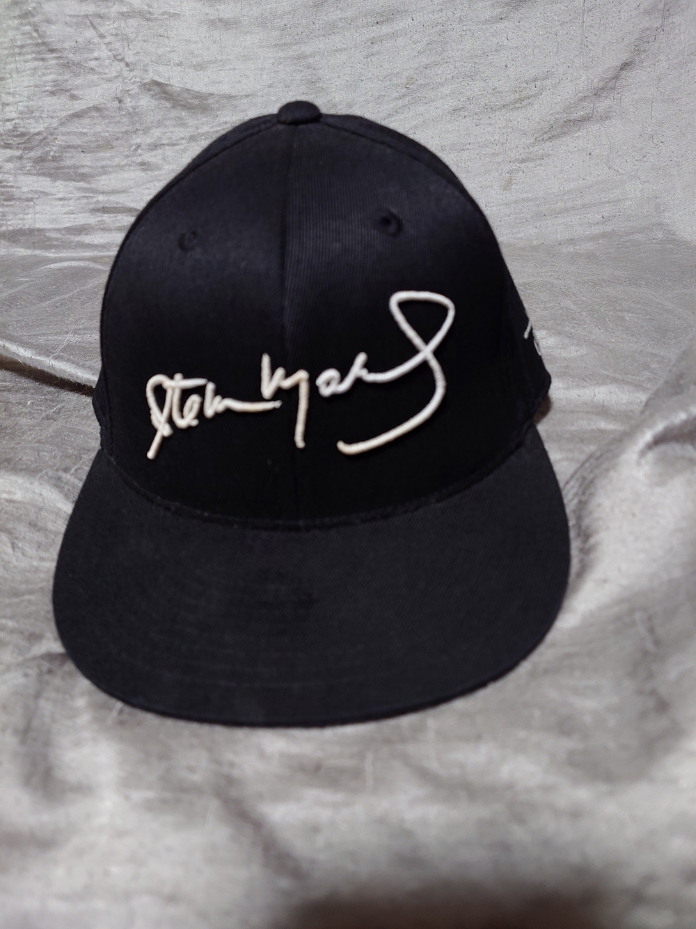 Black Stephen Marley Signature Snapback Hat with White Embroidered Script